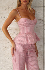 Tempt Me Not Top Pink Stripe