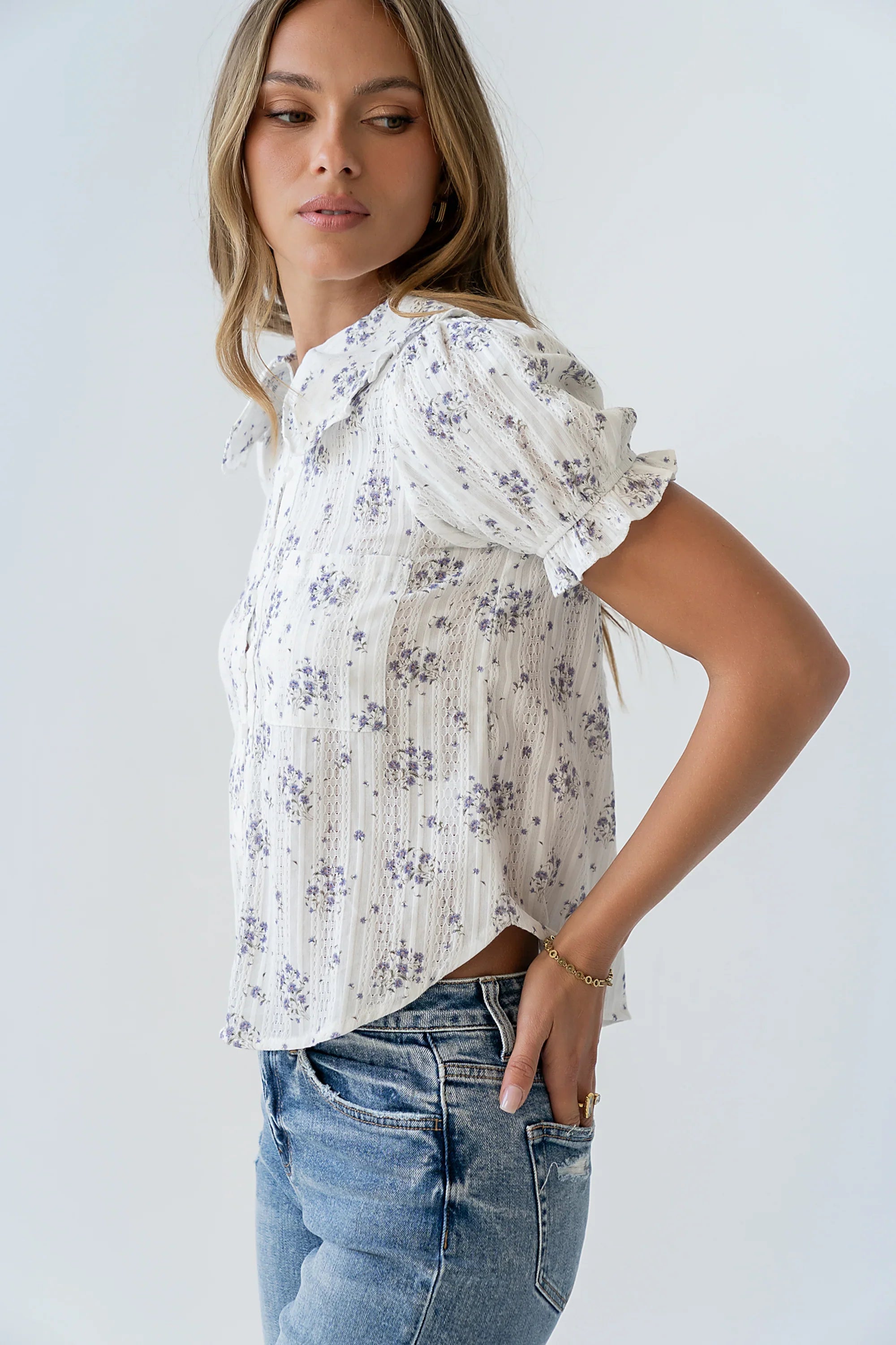 Nelly Floral Blouse in Lavender