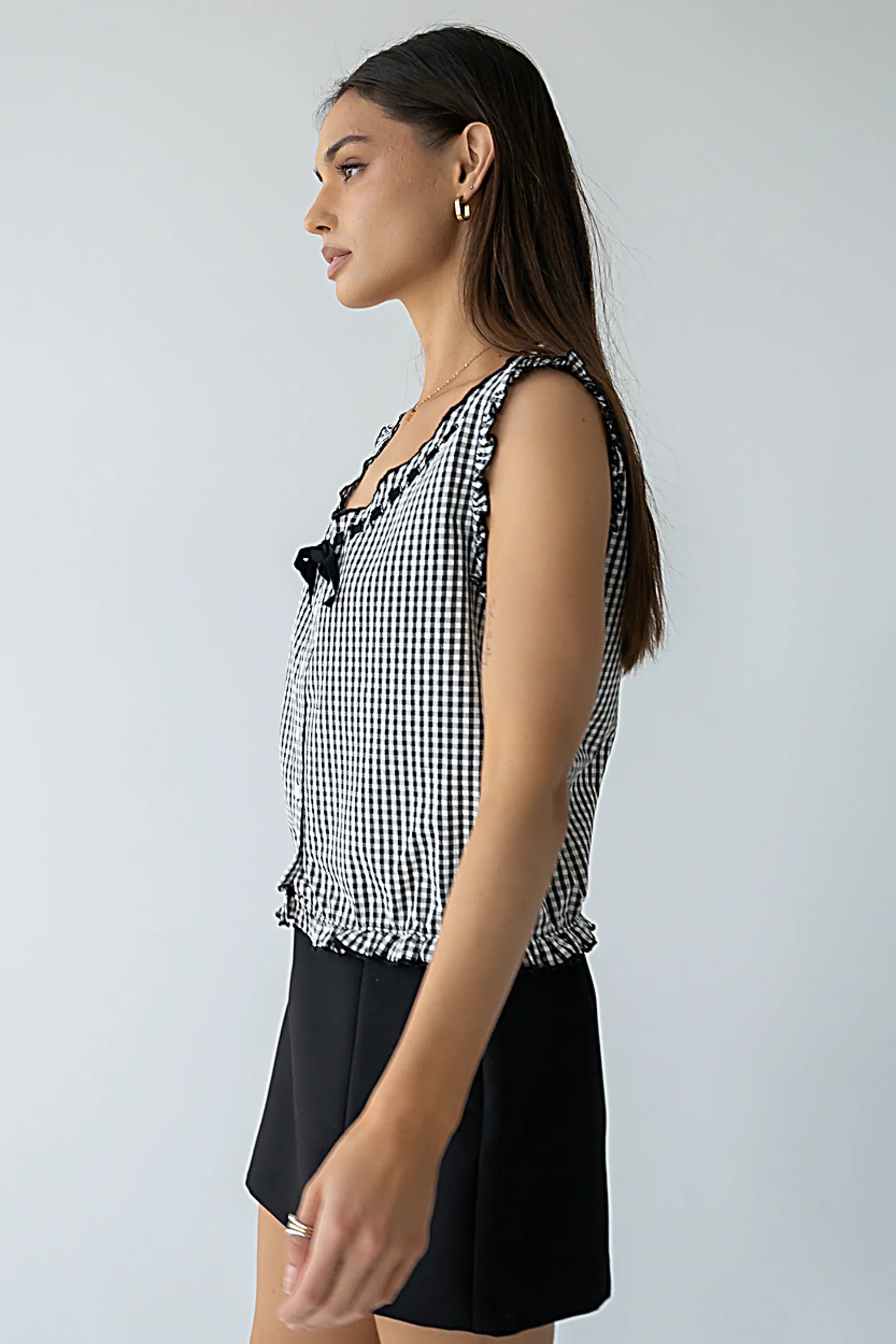 Calvin Gingham Tank in Black