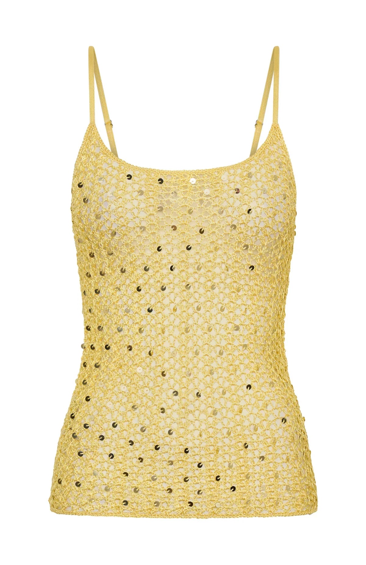 Femme Fuel Sequin Crochet Top Lemon